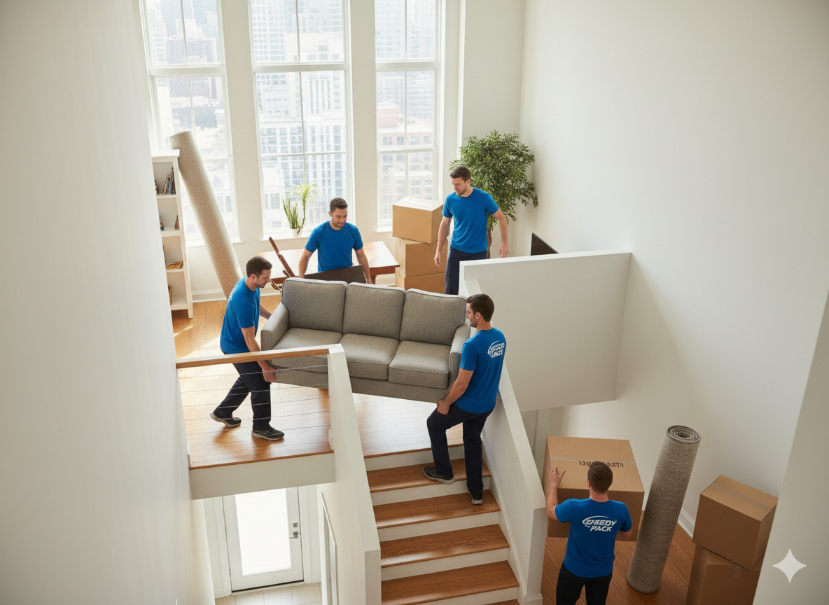 Moving team at work